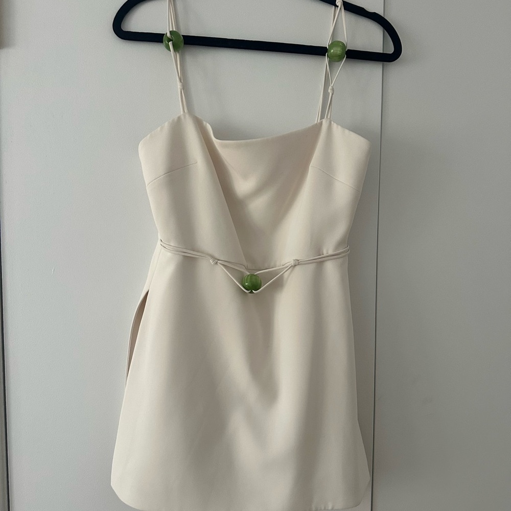 Alexis Cream Jumpsuit with Green Accents